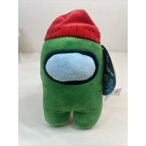 NWT Among Us Green Crew Imposter Plush With Red Beanie Toikido 8"